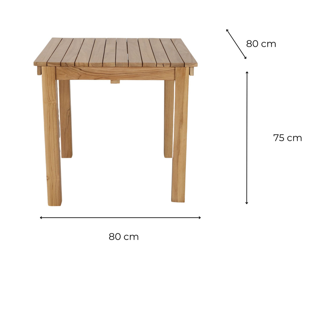 Table Terás en Teck Massif Extensible 80 - 120 cm