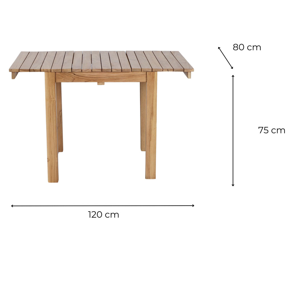 Table Terás en Teck Massif Extensible 80 - 120 cm