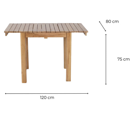 Table Terás en Teck Massif Extensible 80 - 120 cm