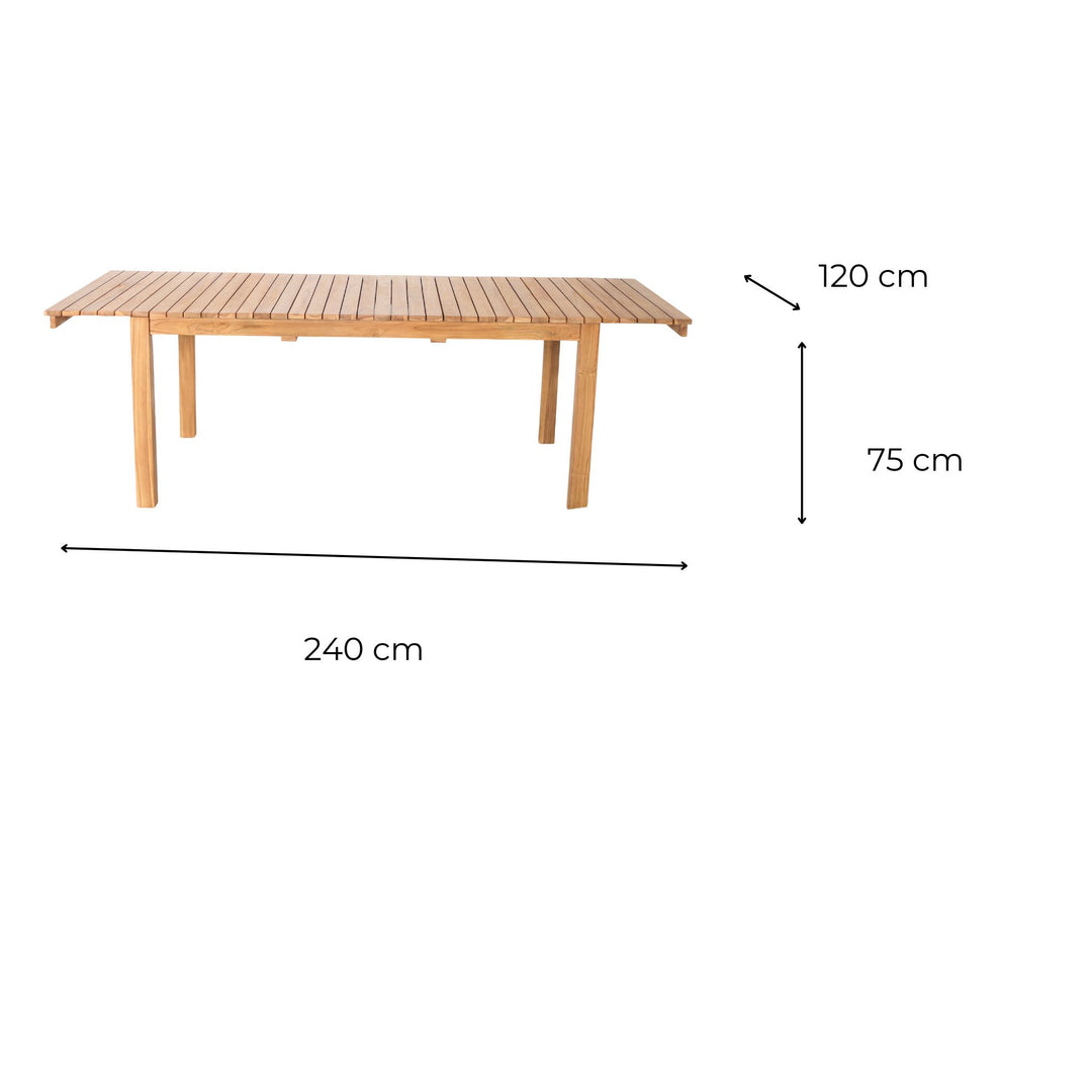 Table Terás en Teck Massif Extensible 180 - 240 cm