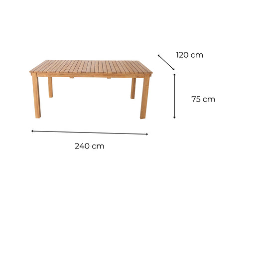 Table Terás en Teck Massif Extensible 240 - 300 cm