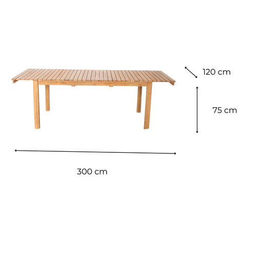 Table Terás en Teck Massif Extensible 240 - 300 cm