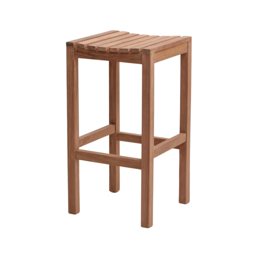 Table Carrée et 4 Tabourets de Bar en Teck
