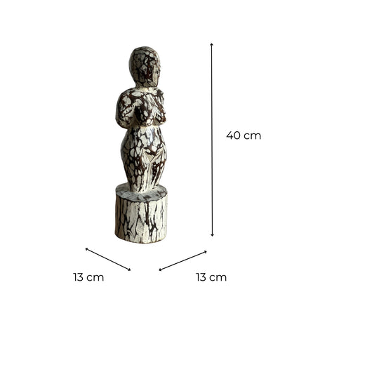 Statue Kwanda 1 Blanc Patine