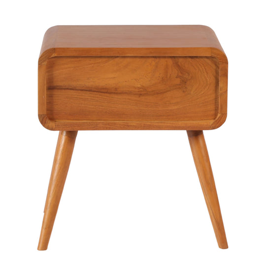 Table de Chevet Teck et Cannage Droit