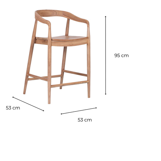 Chaise de bar Donna en Teck Massif