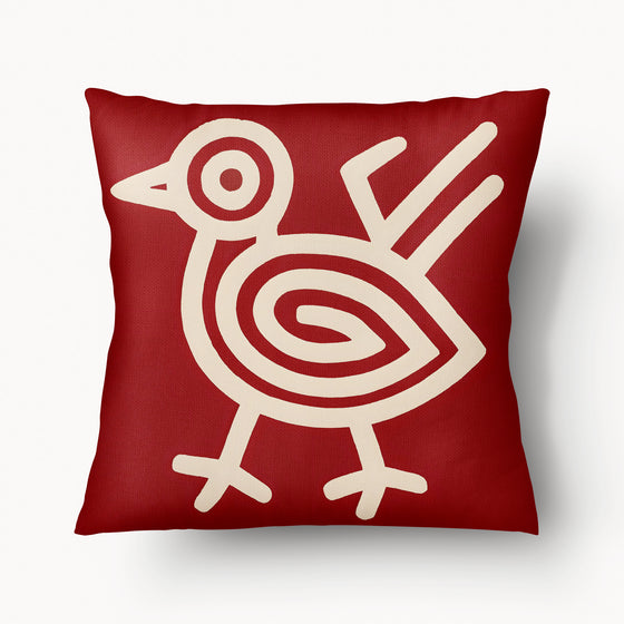 Coussin Roucou Rouge Caban' x MZelle Design - Double face, texture lin - 45 x 45 cm