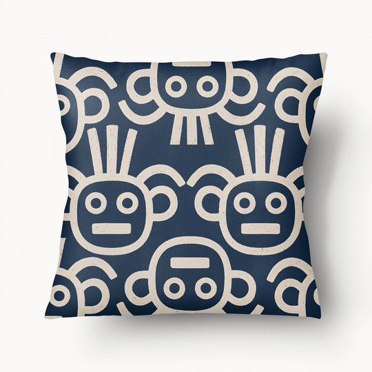 Coussin Arawak Bleu Chic Caban' x MZelle Design - Double face, texture lin - 45 x 45 cm