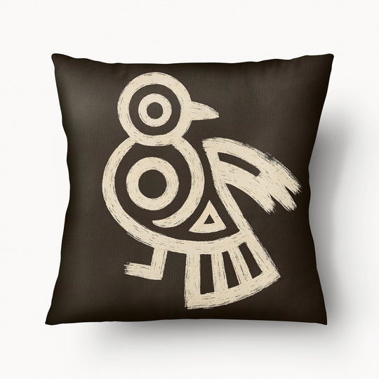 Coussin Taino Marron Caban' x MZelle Design - Double face, texture lin - 45 x 45 cm