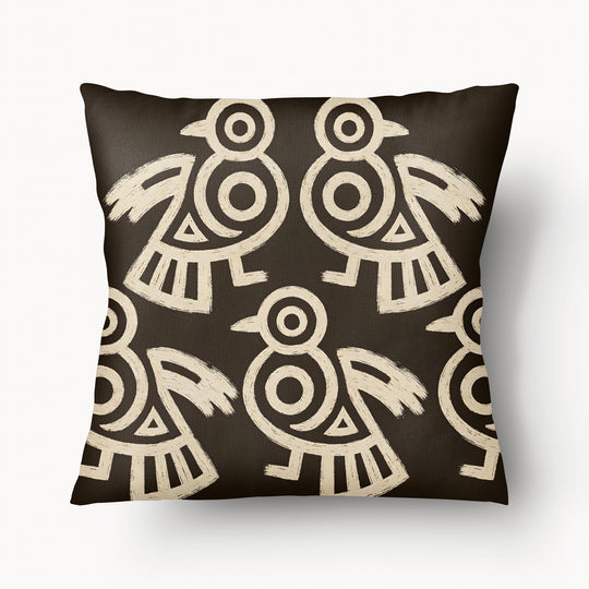 Coussin Taino Marron Caban' x MZelle Design - Double face, texture lin - 45 x 45 cm