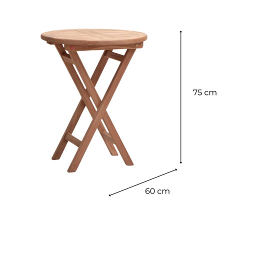 Table Teck ronde pliante D60cm