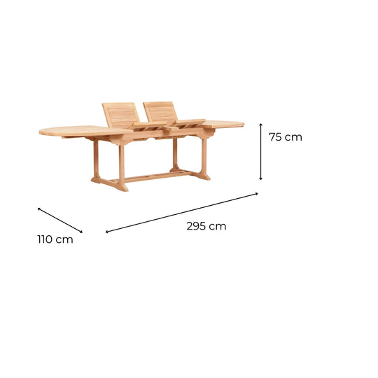 Table Ovale Teck Extensible 3m